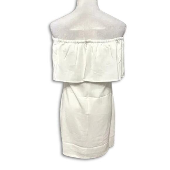 Charles Henry Mini Dress Ruffle Style Zipper Closure Off Shoulder Ivory XS NWOT - Picture 5 of 9